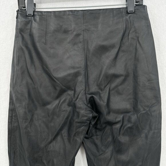 Vintage Ralph Lauren Leather Pants Womens 4 Black Bootcut Lined Moto Biker Goth - Picture 5 of 14